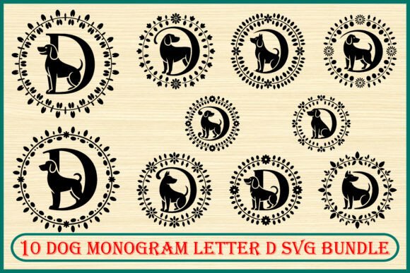 10 Dog Monogram Letter D Bundle: Graphics & Freebies