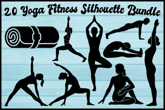 20 Yoga Fitness Silhouette Bundle