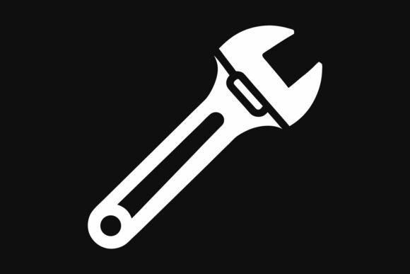 Adjustable Wrench Icon White on Black Graphics Freebies