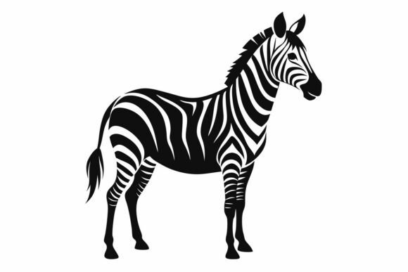 Black and White Zebra Silhouette Graphic