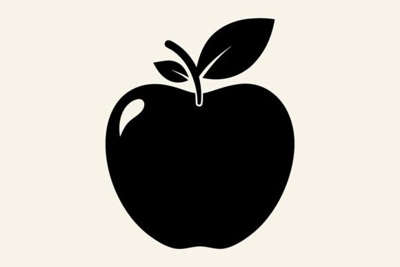 Black Apple Silhouette Graphic Design