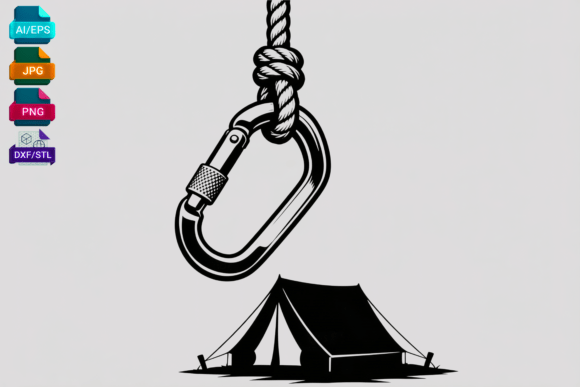 Camping Tent and Carabiner SVG for Graphics and Crafts