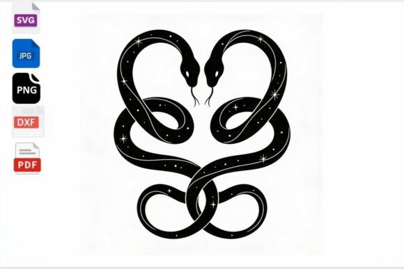 Celestial Snake Heart SVG Cut File