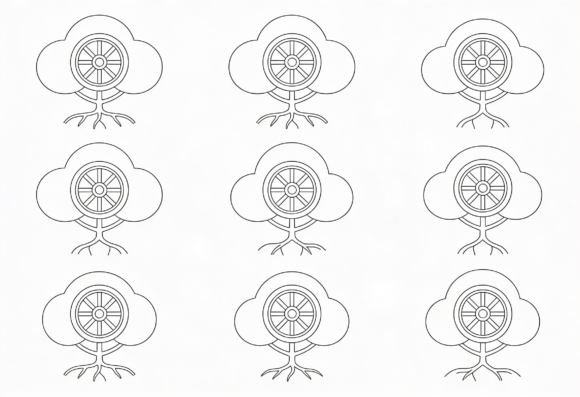 Dharma Wheel Tree Outline SVG Clipart