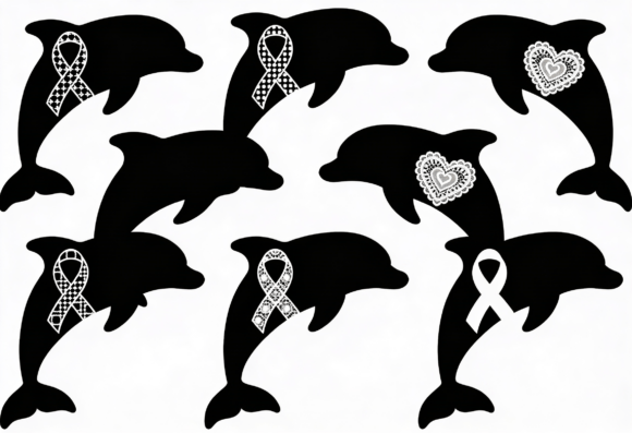 Dolphin Silhouette with Awareness Graphics and Crafts