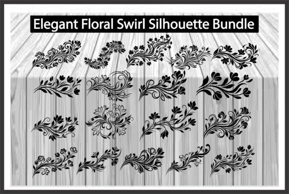 Elegant Floral Swirl Silhouette Graphics Freebies