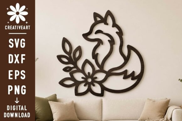 Floral Fox Laser Cut SVG for Creative Branding