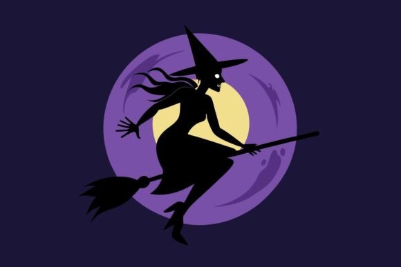 Flying Witch Silhouette Halloween