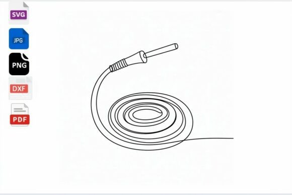 Garden Hose Line Art SVG PNG DXF
