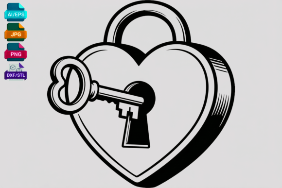 Heart Lock and Key SVG Clipart for Crafts and Graphics