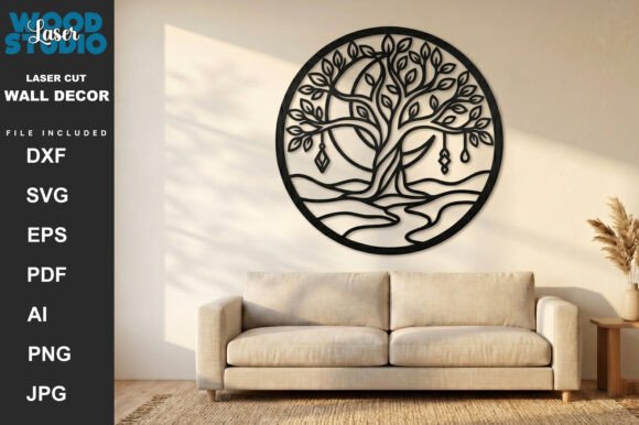 Laser Cut Moon Tree SVG for Freebies