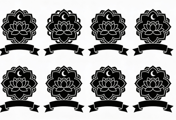 Lotus Moon Mandala SVG Cut File Bundle