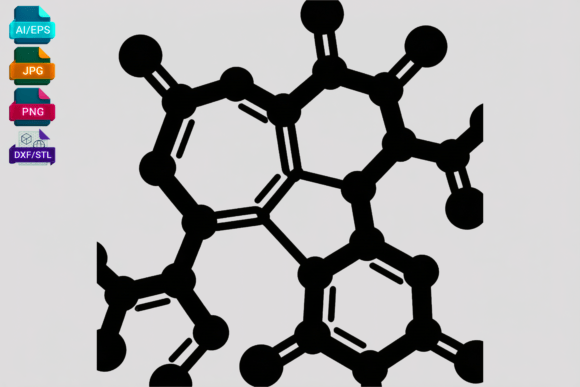 Molecular Structure Black Icon Vector: Graphics for Crafts