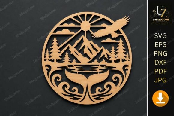 Mountain Lake Layered Laser Cut SVG