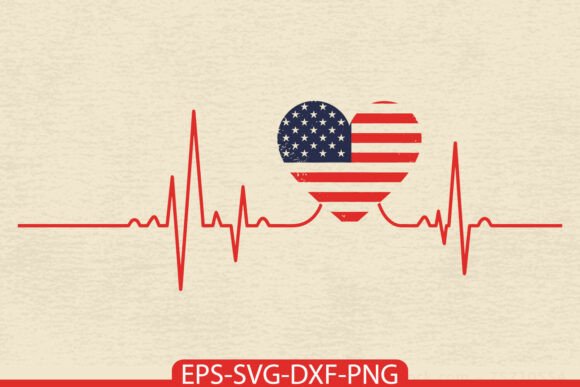 Patriotic Heart Pulse SVG USA Flag Graphics & Crafts