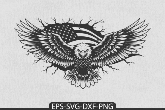 Patriotic USA Flag Wings 4th of July Graphics