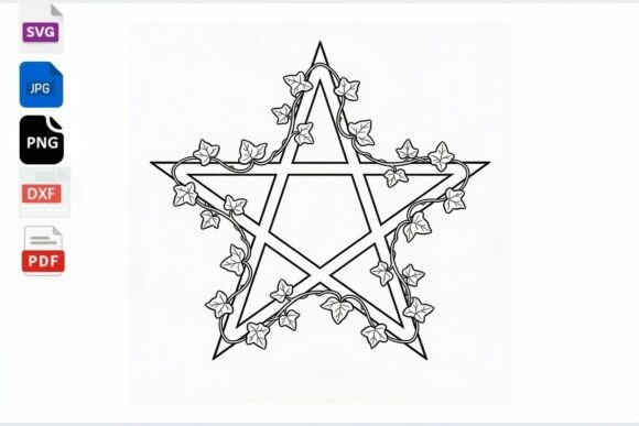 Pentagram Ivy Vine Clipart SVG for Crafts and Graphics