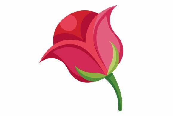 Pink Rose Bud Vector Graphic Design