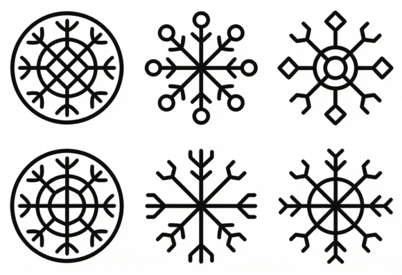 Snowflake Icons Bundle Winter Graphic