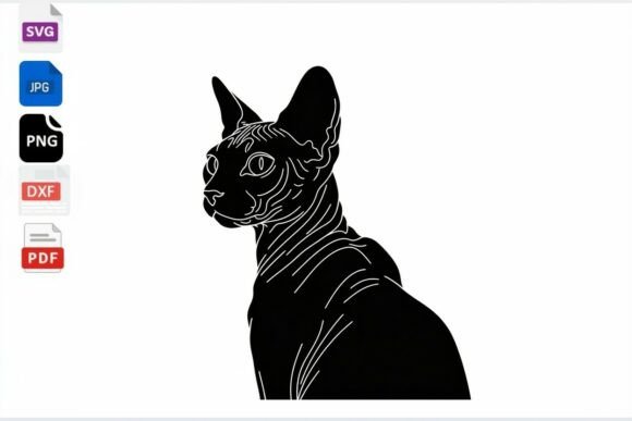 Sphynx Cat Silhouette SVG Cut File