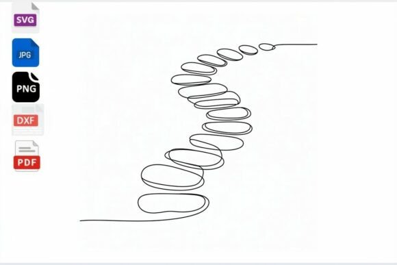 Stepping Stone Path Line Art SVG for Crafts and Graphics