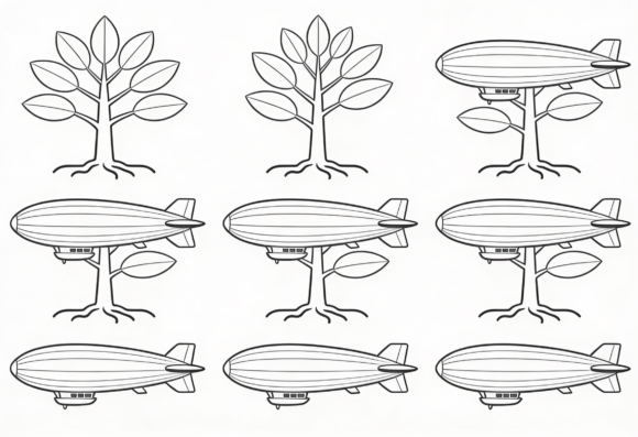 Tree Blimp Clipart Outline Vector: Graphics for Crafts