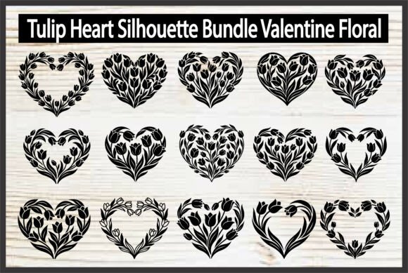 Tulip Heart Silhouette Graphics and Freebies
