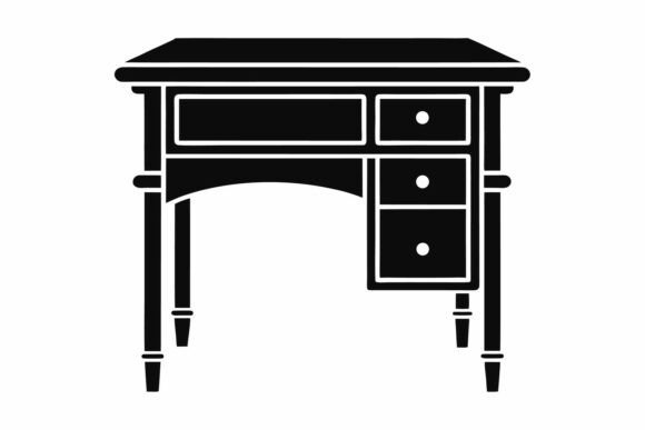 Vintage Desk Silhouette Vector Graphic
