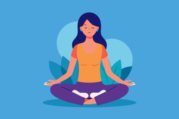 Woman Meditating Yoga Zen Illustration